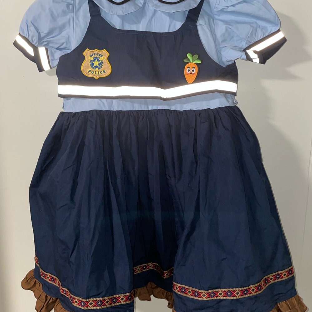 Kids Navy Blue Police Costume Dress with Light Blue Top